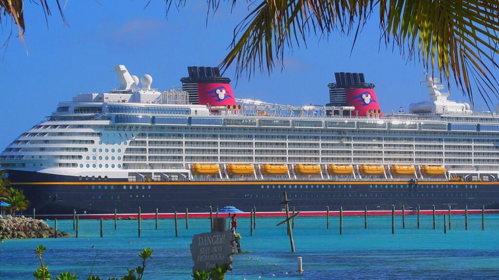 Disney Fantasy docked at Castaway Cay.