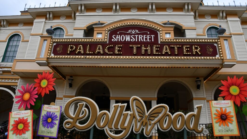 SEVIERVILLE TN - APR 13: Showstreet Palace Theater at Dollywood Theme Park in Sevierville, Tennessee, as seen on April 13, 2022