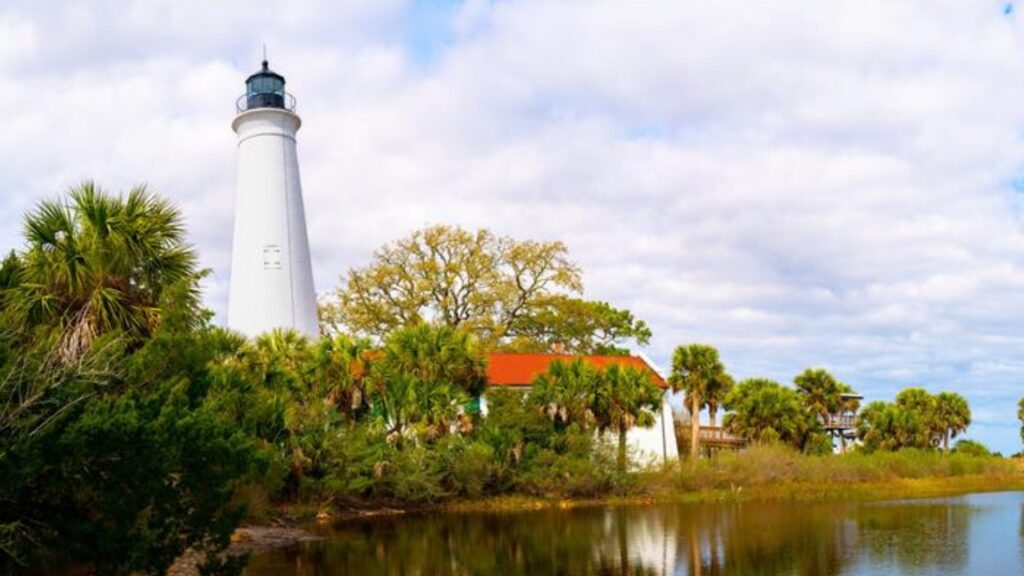 St Marks Lighthouse in the St. Marks National Wildlife Refuge, south of Tallahassee, Florida (