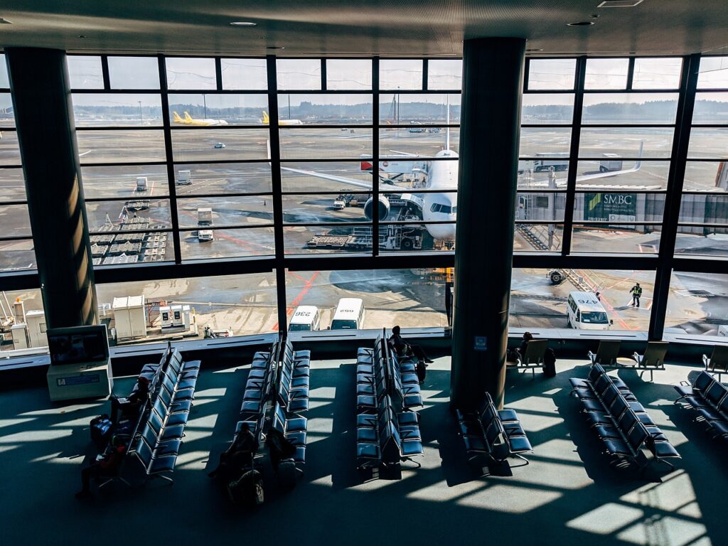 empty airport terminal USA