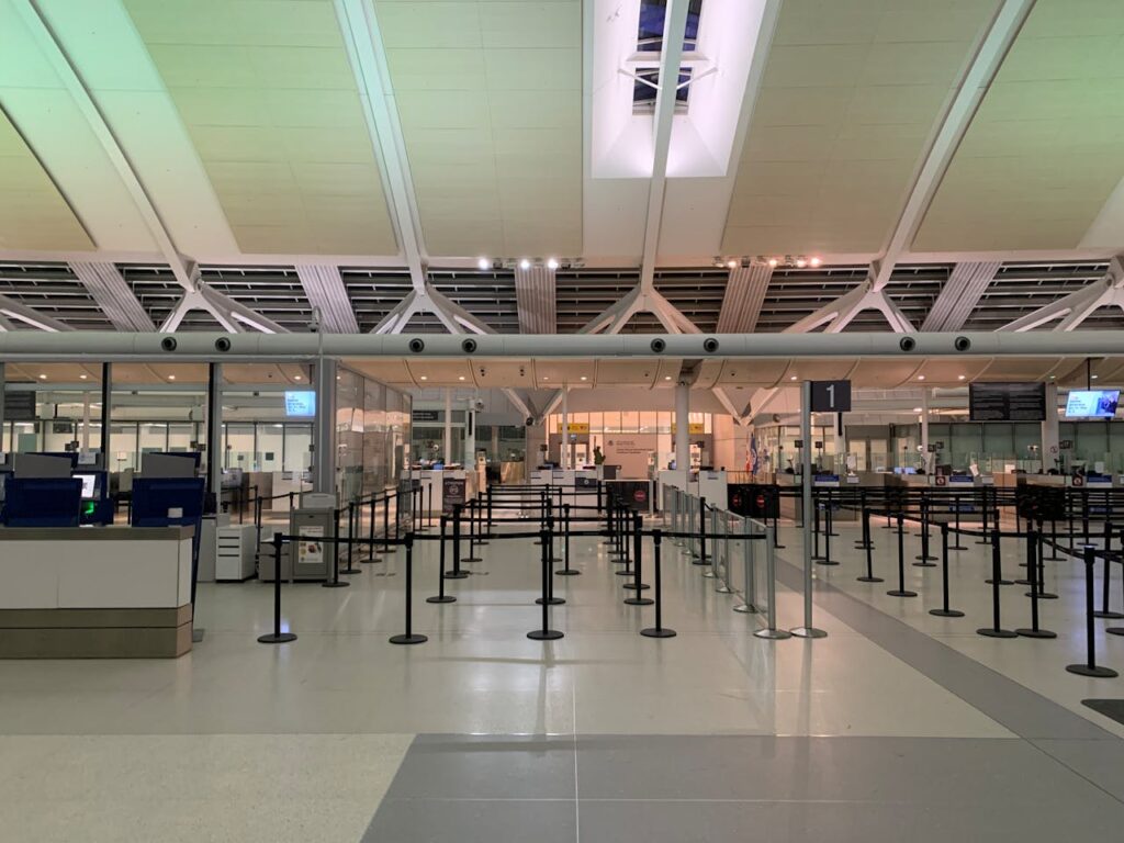 empty departure gate Mexico