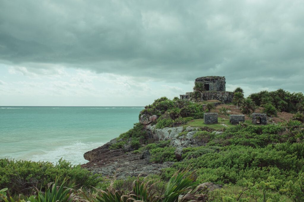 Maya Ruins Overlooking Turquoise Surf