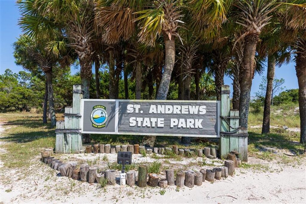 Panama City, FL - June 27, 2023: St. Andrews State Park entrance sign
