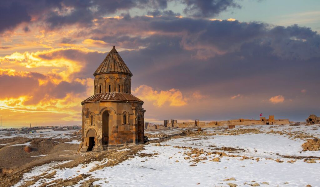 Ani site of historical cities (Ani Harabeleri) first entry into Anatolia, an important trade route Silk Road in the Middle Agesand. St. Gregory Church in Ani Ruins. Kars,Turkey