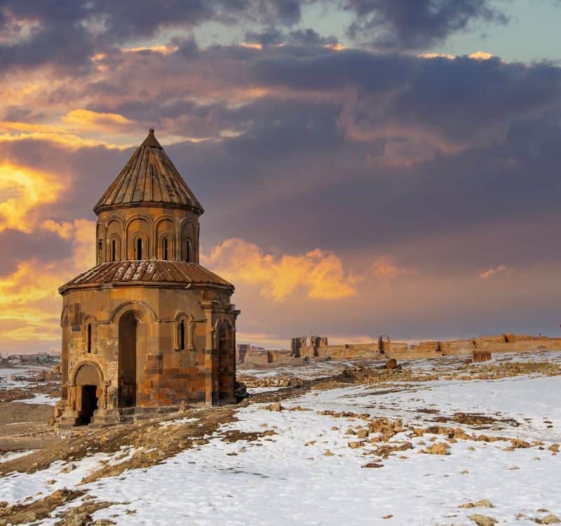 Ani site of historical cities (Ani Harabeleri) first entry into Anatolia, an important trade route Silk Road in the Middle Agesand. St. Gregory Church in Ani Ruins. Kars,Turkey