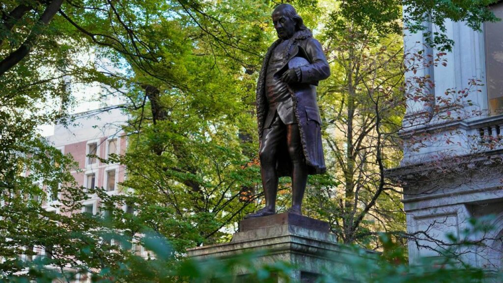 Boston Latin School and Benjamin Franklin Statue, Freedom Trail, Boston, MA, USA