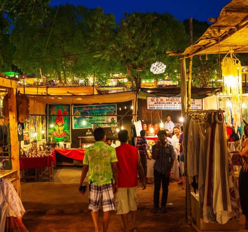 GOA, INDIA - FEBRUARY 22, 2014 Arpora night market in Goa, India