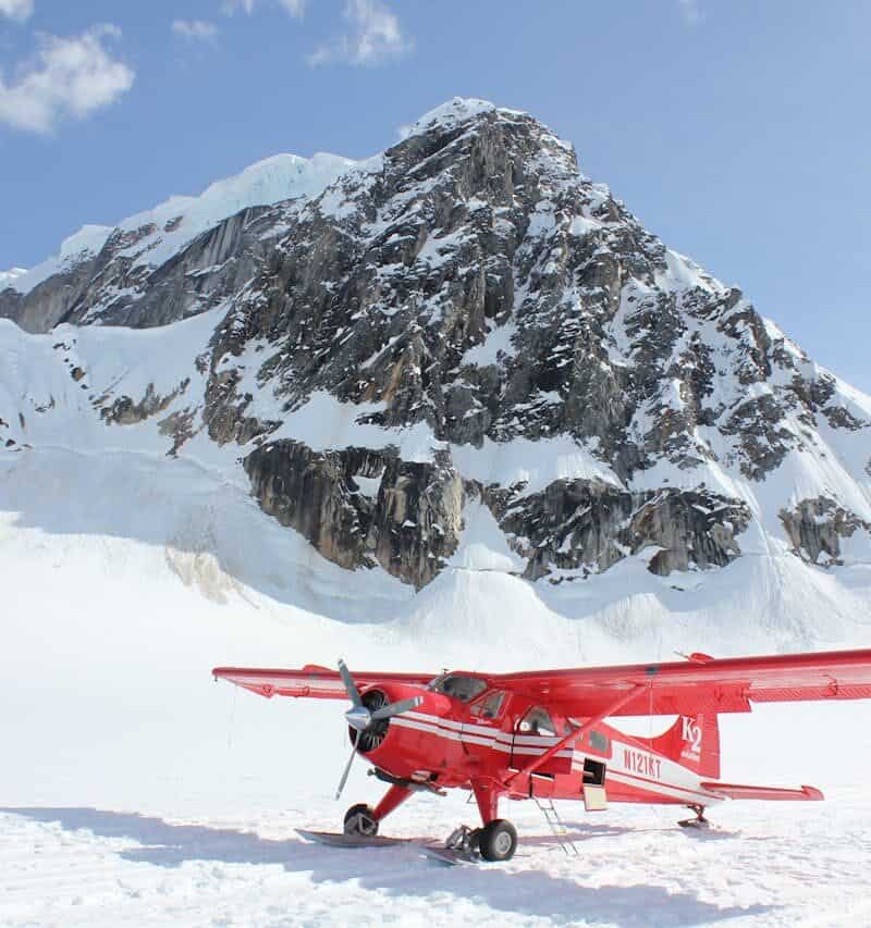 Denali National Park and Preserve, AlasKa, United States Red Monoplane in Alps