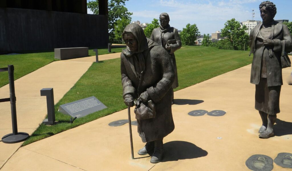 Bronze statues at the National Memorial for Peace and Justice in Montgomery, Alabama