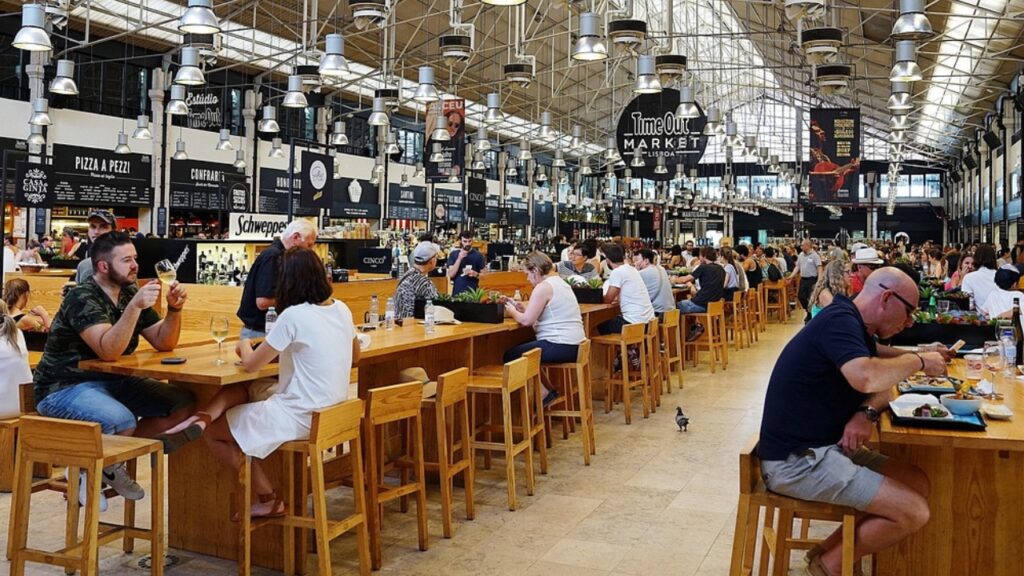 people dining indoor Lisbon Portugal