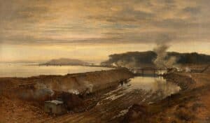 The Excavation of the Manchester Ship Canal Eastham Cutting with Mount Manisty in the Distance (1891), by Benjamin Williams Leader, brother of the canal's engineer Edward Leader Williams