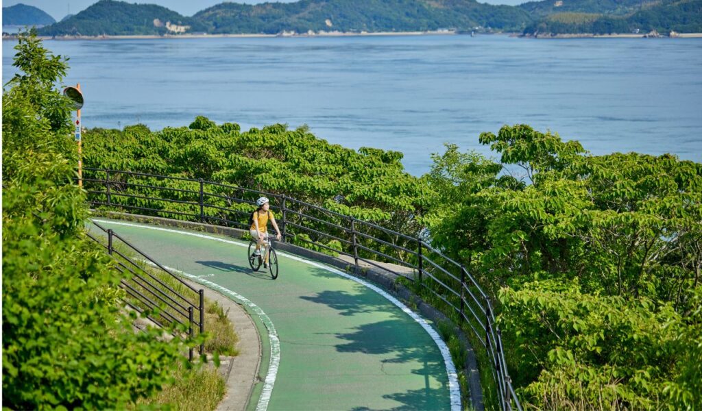 The person who enjoys cycling on the Shimanami Kaido