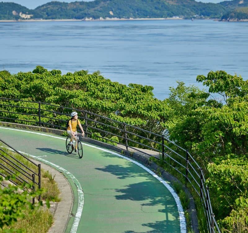 The person who enjoys cycling on the Shimanami Kaido