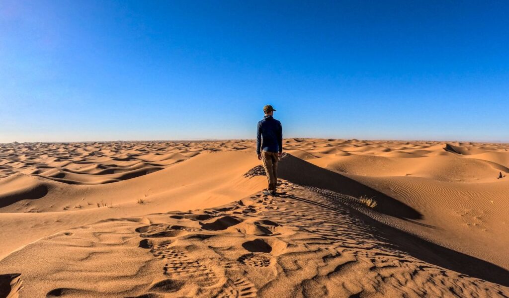 Trekking in the Moroccan desert, Western Sahara.
