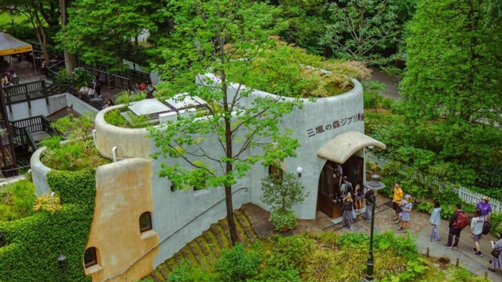 Mitaka, Tokyo, Japan - June 5 2025: Tourists gather in a line at the entrance to the Ghibli Museum 