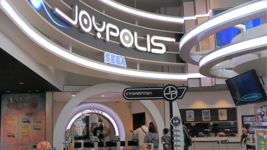 TOKYO JAPAN - MAY 22, 2015: Unidentified people visit Tokyo Joypolis amusement park in Odaiba. Odaiba offers various tourist attractions and city view over Tokyo Bay