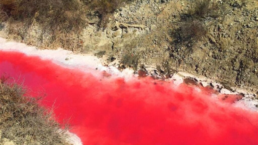 Lake Natron red water saline