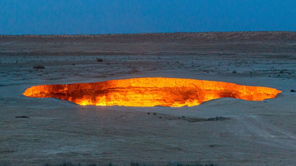 Darvaza (Derweze) gas crater (Door to Hell or Gates of Hell) in Turkmenistan