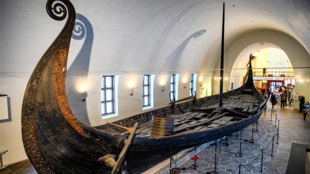 Viking ship (drakkar) in vikings museum in Oslo, Norway. 28-01-2019