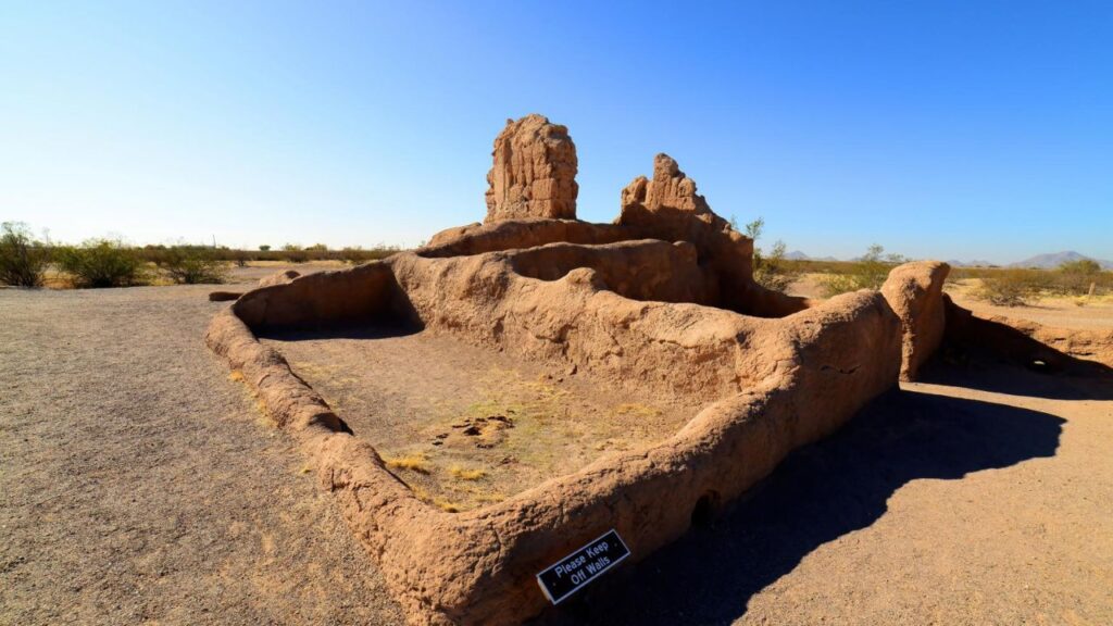 Ancient Casa Grande Ruins National Monument of the Pre-columbian Hohokam native Americans in Arizona USA