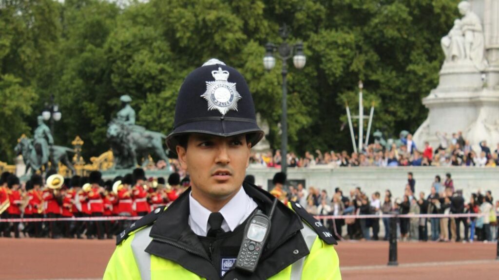 British police officer helmet with ER II badge