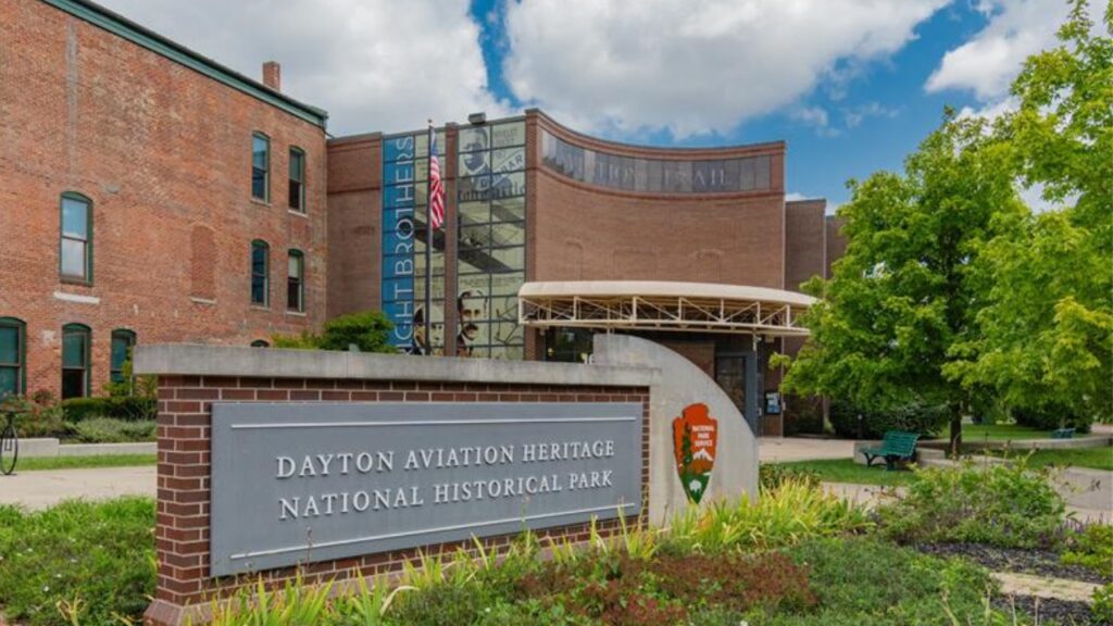 Dayton, OH, USA - August 19, 2024: Dayton Aviation Heritage National Historical Park, the location of the Wright Cycle Company, the bicycle shop of the Wright brothers