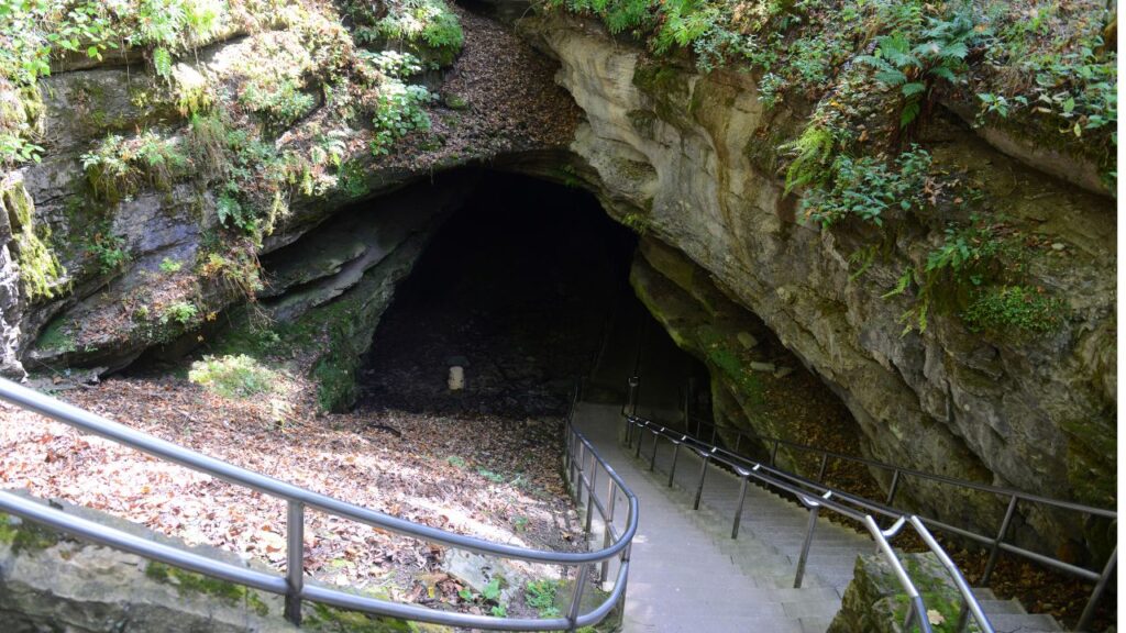 Historic entrance of Mammoth Cave National Park, Kentucky, USA. This national park is also UNESCO World Heritage Site since 1981.