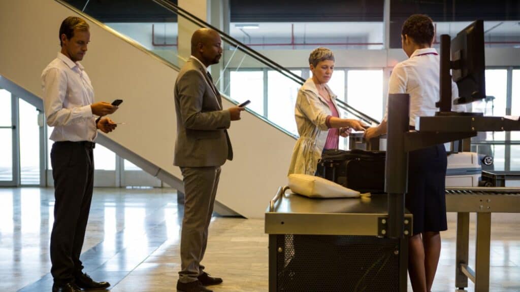 Passengers in transit zone airport passport check