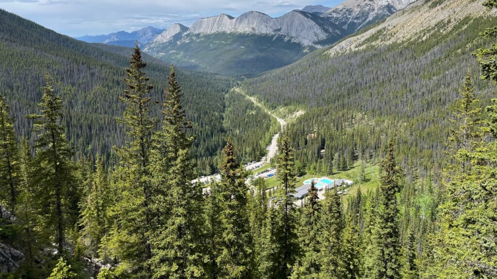 Miette Hot Springs below. Ashlar's Ridge in the background