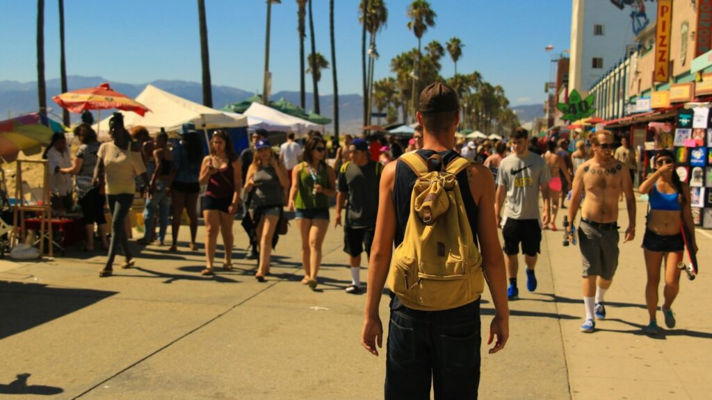 Man on Venice boardwalk Venice, Los Angeles, United States