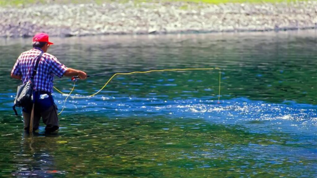 Fly fishing on Lake Tanycomo at Branson City Missouri MO. Created