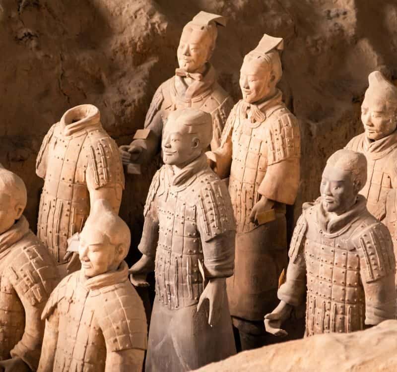 Xi'An,ShaanxiChina-Jan 16 2023 The Terracotta Army or the Terra Cotta Warriors and Horses buried in the pits next to the Qin Shi Huang's tomb in 210-209 BC