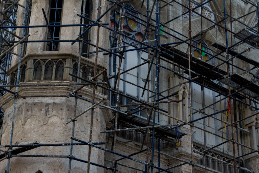 Buckingham Palace with scaffolding/renovation work