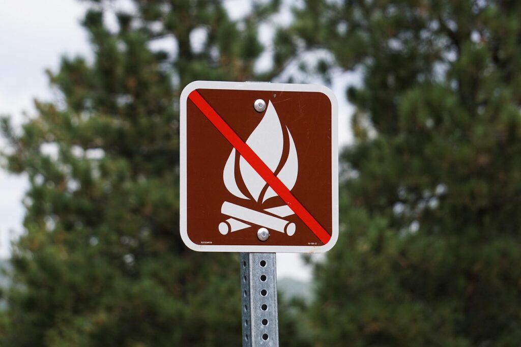 No fireworks forest sign