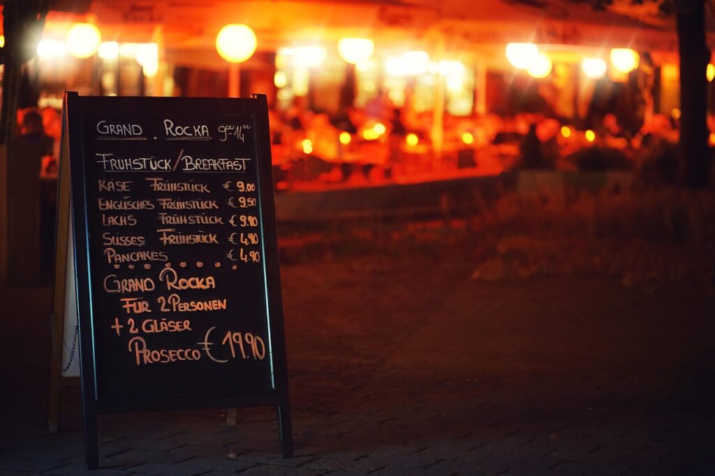 Tourist restaurant daily special chalkboard menu