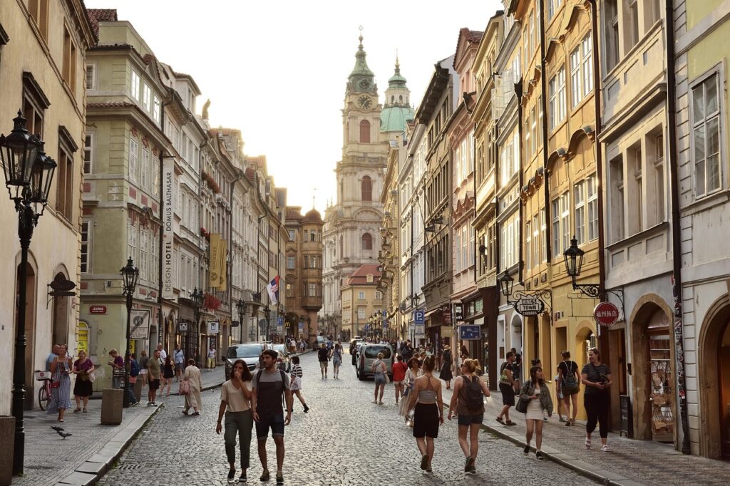 “European city in autumn with fewer tourists