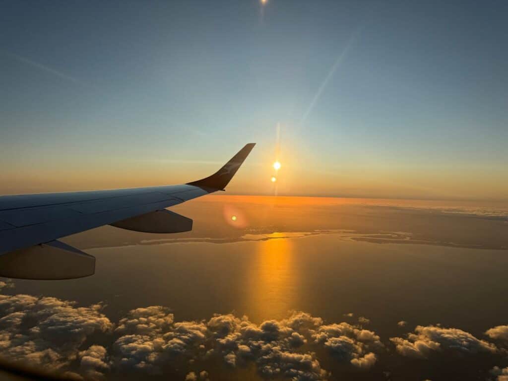 Airplane Wing at Sunrise