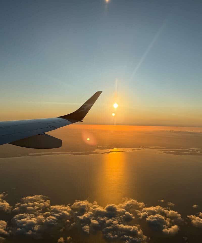 Airplane Wing at Sunrise