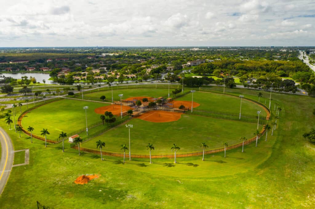 Aerial photo Tradewinds Park Coconut Creek Florida baseball fields