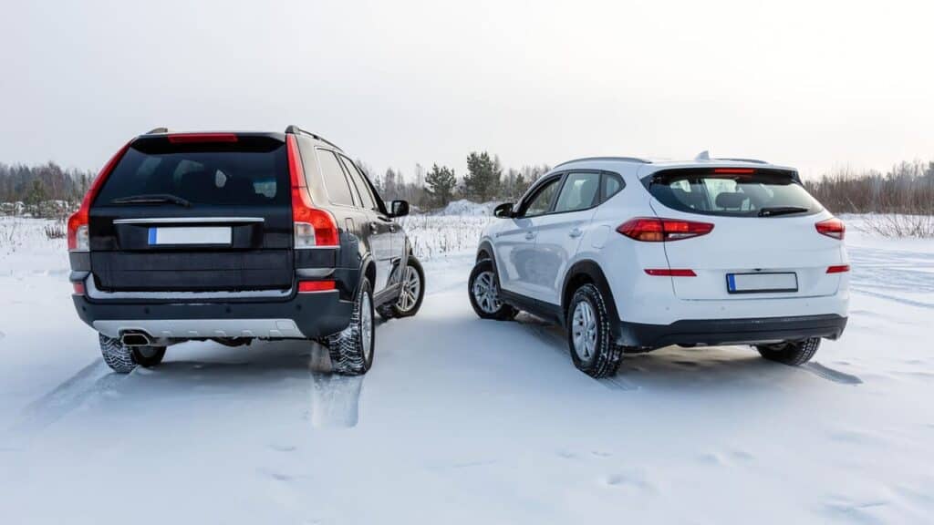 Comparison of a compact car and a large SUV.