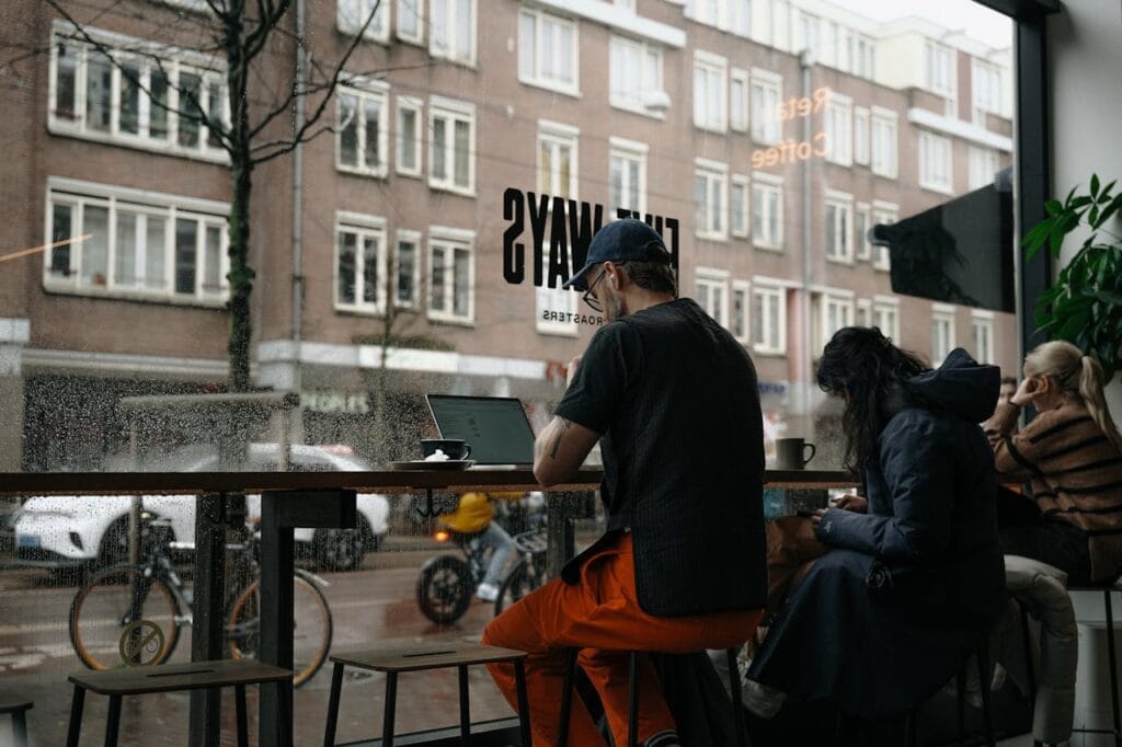 Cozy Dutch Cafe Scene with Street View