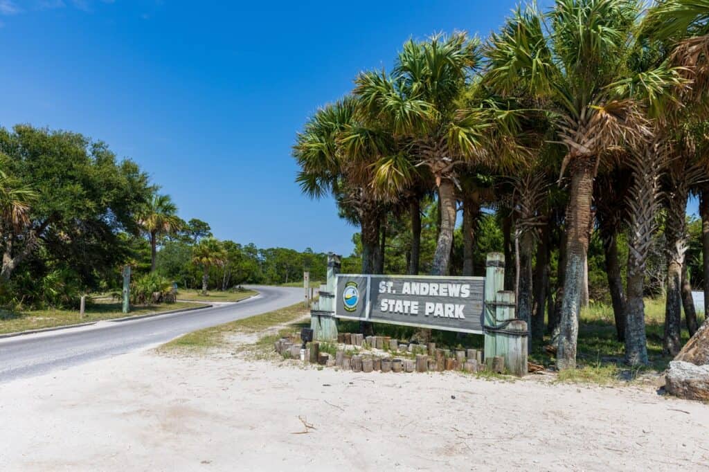 St. Andrews State Park entrance sign