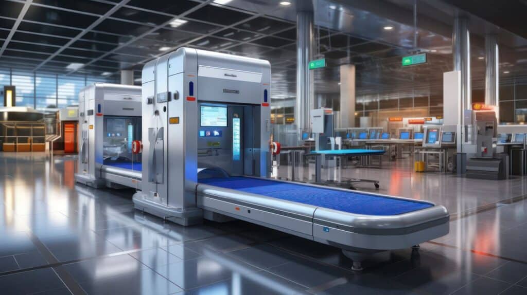 TSA body scanner in use
