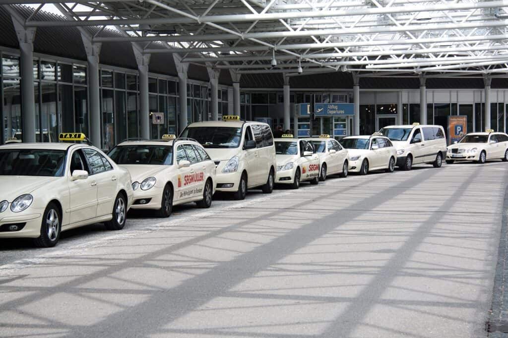 Taxi line outside an airport