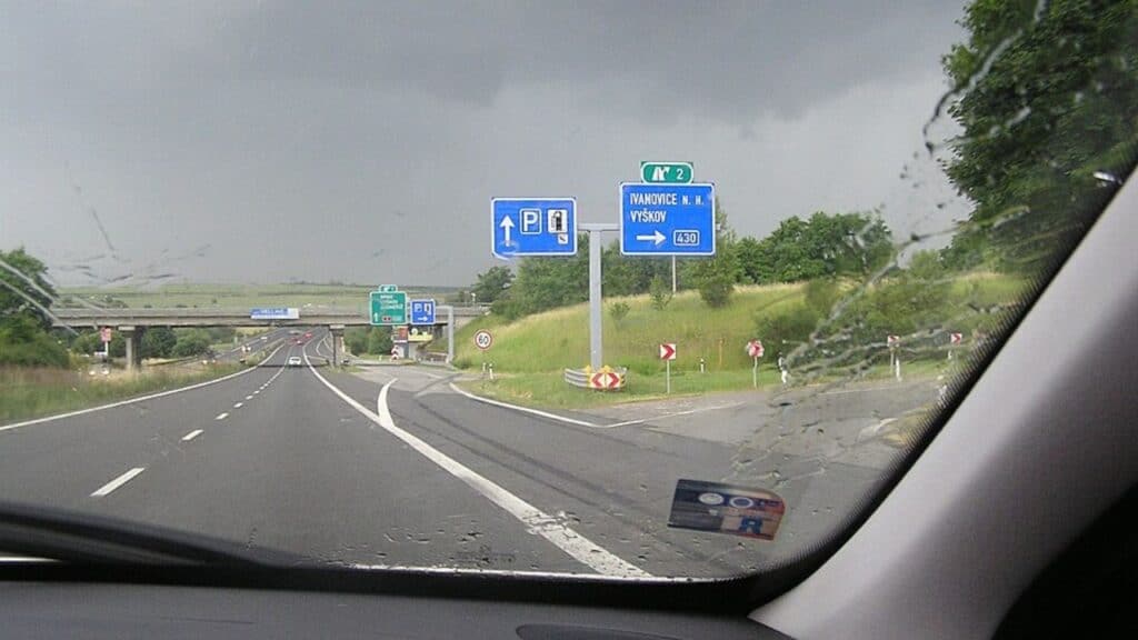 Switzerland highway vignette toll sticker on car windshield