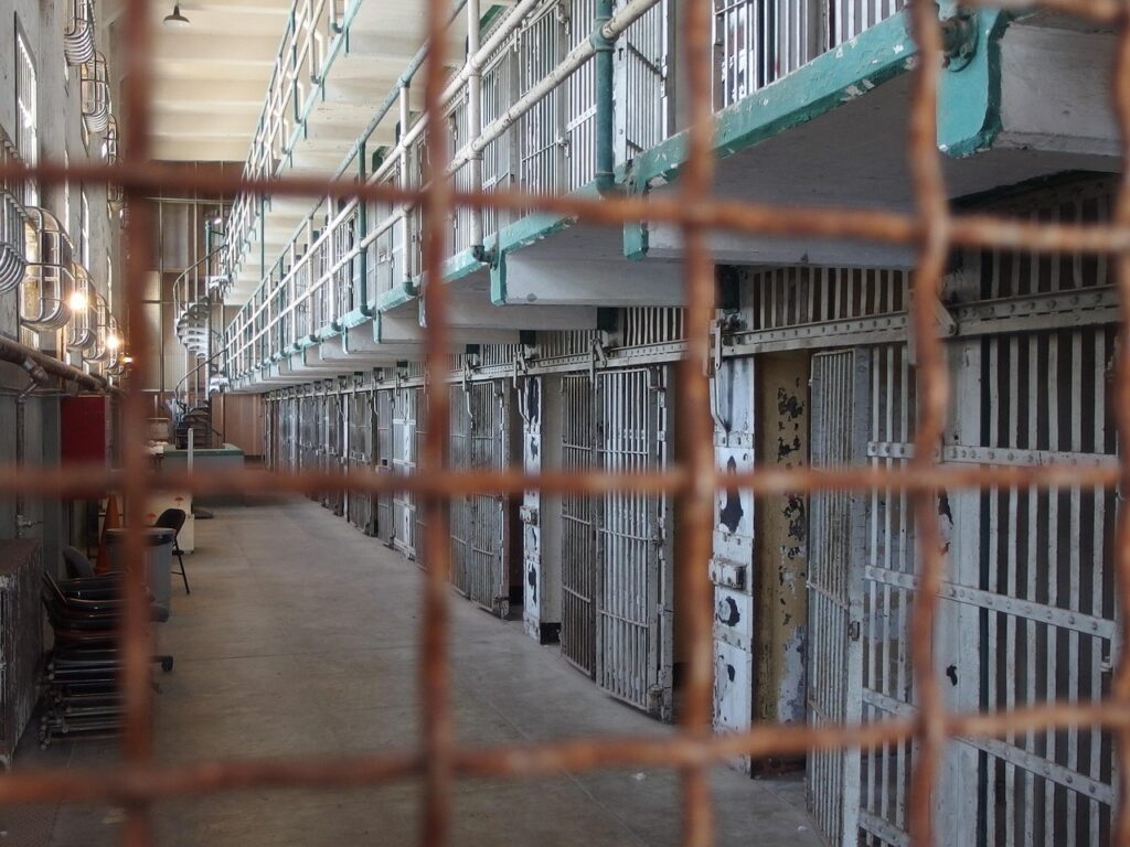 empty corridor in Alcatraz, with soft natural light