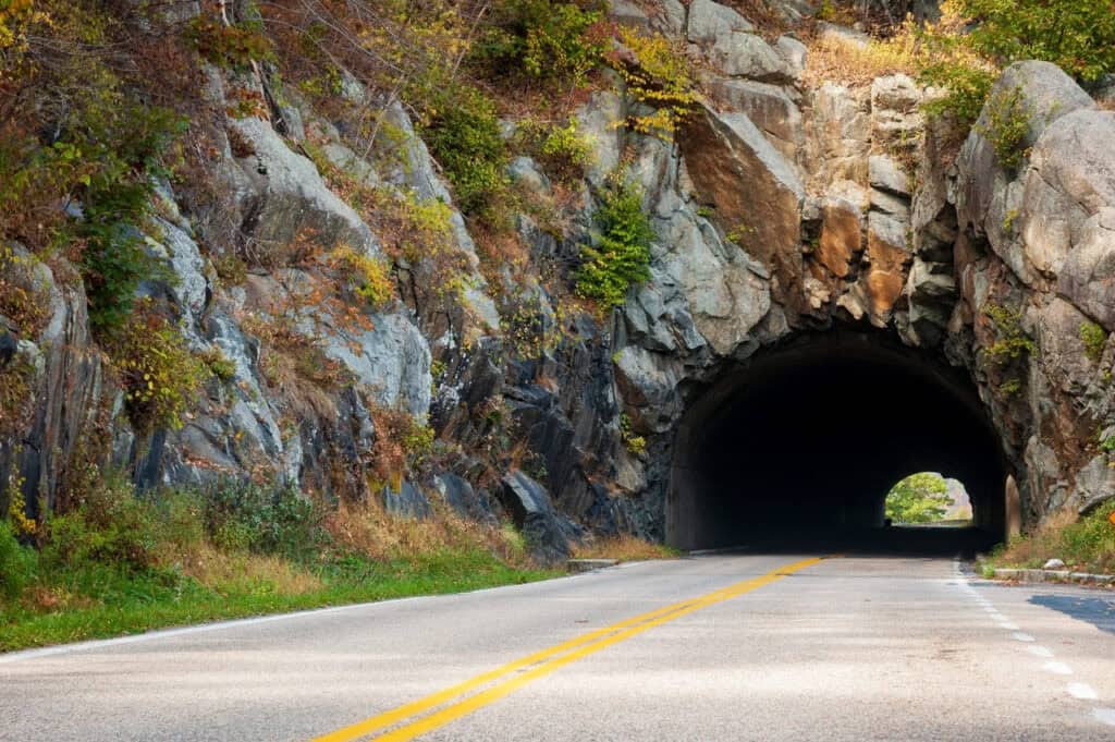 Mary's Rock Tunnel along Skyline Drive, Shenandoah National Park along the Blue Ridge Mountains in Virginia, USA