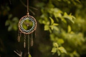 Ojibwe traditional dreamcatcher handmade with sinew