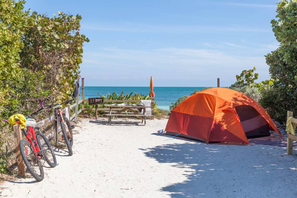Camping at the beach in Bahia Honda state park. Florida Keys, United States
