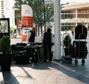 guest leaving bags with staff,